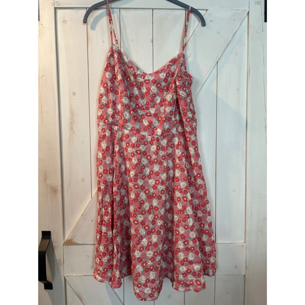 Old Navy Floral Spaghetti Strap Dress Flowy Flirty Red Pink White XL